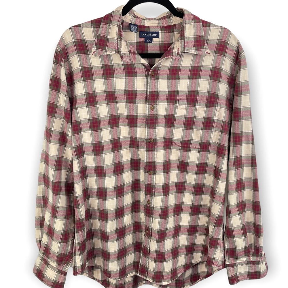 Lands End Vintage Flannel Shirt, Fall Colors, L